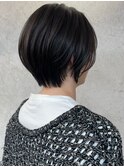 ショートヘアー ブラウンカラー 前髪カット 顔まわり 韓国風