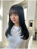 14793黒髪グレージュ髪質改善レイヤーワンカール韓国ストレート