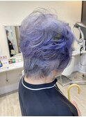 ラベンダー×ブルーの上品ショートカラー