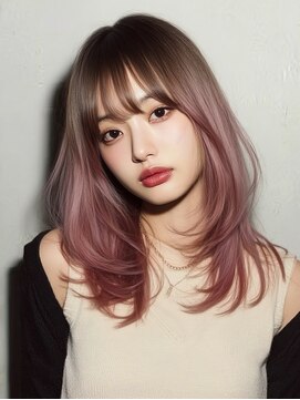 20代30代◎透明感ベージュ×ピンクグラデ小顔見せ　錦糸町北口