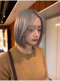 ミルクティーブロンド/ダークブルー/デジタルパーマ/本厚木