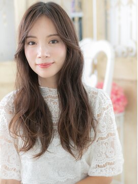 大波純一美容室パーティハン オリーブブラウン大人可愛いラフウェーブロングa小山20代30代