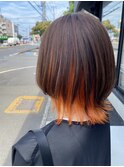 ワンホンレイヤー/ミルクティーブロンド/ダークブルー/水戸
