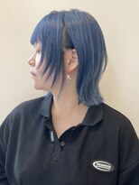ニューヨークニューヨーク なんば道頓堀店(NYNY)&nbsp;アクアブルー/デニムカラー/レイヤーボブ/ハッシュウルフ