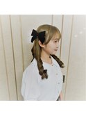 ハーフツイン　おリボン　推し活ヘア