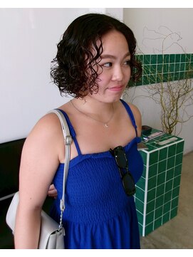 顔周りカットセミウェットウェーブ透け感艶カラーショートヘア