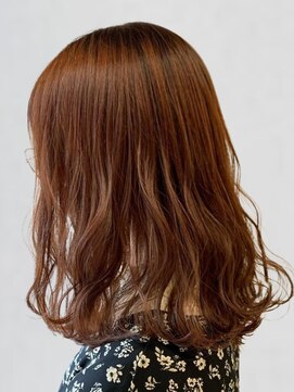 ポルト(porto produced by teatro hair salon) オレンジブラウン ブリーチなしダブルカラー ミディアム 艶髪