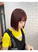 20代30代◎艶感ボルドーボブ×小顔カット韓国風