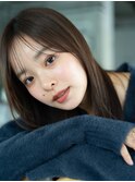 フェミニンロング大人かわいいぱっつん前髪レイヤーカット小顔