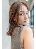 大人かわいい/小顔レイヤー/20代30代/透明感ベージュ