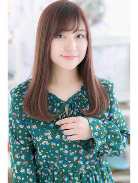 ミック 日暮里店(miq) 斜めバングピンクベージュ★小顔大人ガーリーロングa1