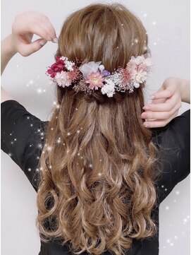 リアン(lien) ハーフアップ♪ドライフラワー髪飾り