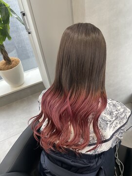 ジエクト カナウ(The Ect canow) 裾カラー/グラデーションカラー/チェリーレッド/デザインカラー