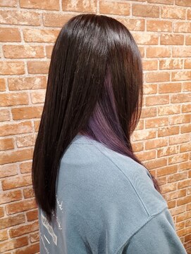 トゥルートラスト アン 下石田店(True Trust un) ココアブラウン×パープルインナーカラーストレートヘア