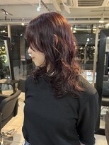 アクアオモテサンドウ(ACQUA omotesando)&nbsp;△癖毛風ウルフパーマレイヤーパーマボルドーカラーレッドカラー