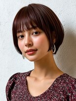 ロティー(loty)&nbsp;ボブ 丸みボブ ショートカット 前髪 ブラウン 透明感カラー 20代