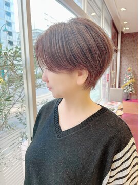 アース 栄店(HAIR&MAKE EARTH) earthショートレイヤーボブミルクティー丸みショートボブ