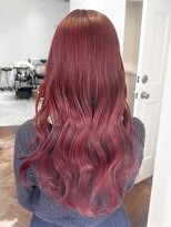 ラレイ ハラジュク(Lalei harajuku) 【白石】ブリーチなし赤髪チェリーピンク暖色艶カラーロング原宿