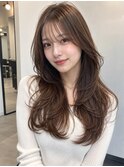 セミロングレイヤー／韓国セミロング／くびれセミロング