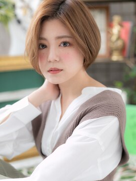 カバーヘアアンドスパ ブリス 浦和(COVER HAIR&SPA bliss) 小顔前下がりボブ…外国人風オレンジブラウンa浦和20代30代40代