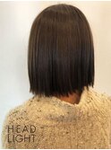 ツヤ髪×切りっぱなしミディアム×暗髪