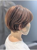 マッシュヘア×丸みショート×ベージュブラウン