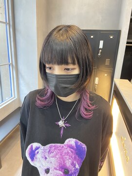 アミ 水戸店(amie) パープルインナーカラー×ウルフ