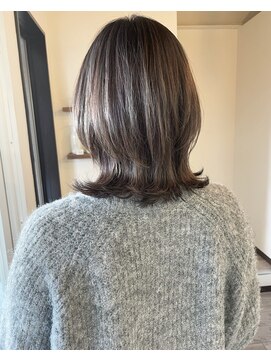 リュンヌ 門前仲町(lune) 切りっぱなしボブハイライトベージュカラーショートレイヤーロブ