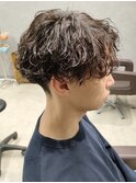 メンズパーマセンターパートマッシュツイストスパイラルパーマ