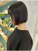 土橋/暗髪カラー秋カラーアッシュブラック髪質改善ミニボブ
