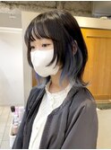 インナーカラーブルー　ウルフレイヤー横浜　成田