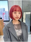 20代30代40代　切りっぱなしボブ/ブリーチカラー/レッドカラー