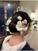 成人式　ヘアセット　シニョン