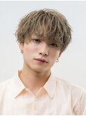 韓国ヘアニュアンスコンマバングセンターパートフェザーパーマ