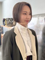 マカロニコースト(macaroni coast) 前髪なしミニボブ顎上ボブブリーチなしベージュ
