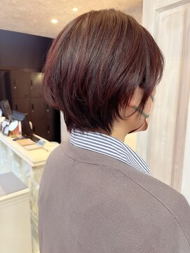 キャアリー(Caary) 福山くびれショート骨格補正ピンクカラーレイヤー丸みボブ30代春