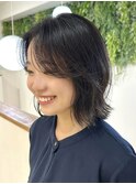 ◎ 美髪カールグレージュくびれミディアムセミディ似合わせ前髪