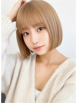 アース 大曽根店(HAIR&MAKE EARTH) earthショートレイヤーボブミルクティー丸みショートボブ