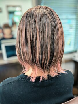 【Anne】暖色系合わせハイライトインナーカラーミディ【LADIES】