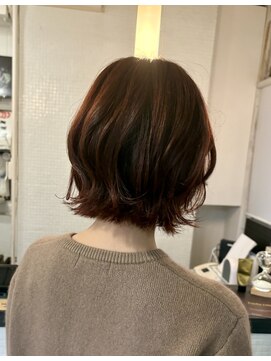 ぱつんとボブ/暖色系オーガニックカラー