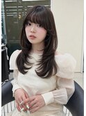 レイヤーカット/グレージュブラウン/韓国巻き/顔周りカット
