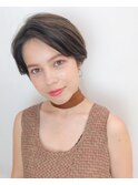 小顔 &nbsp;ワンサイドショート ブランジュ ハイライト　ダブルバング