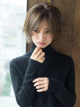 エル(LE) 【LE 】毛先パーマことりベージュワンサイドショートボブ