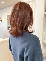 キャアリー(Caary)&nbsp;福山市美容室Caary人気 オレンジカラー レイヤーくびれセミディ