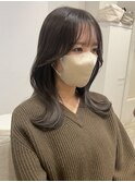 シースルーバングとくびれヘア で韓国ヘア r