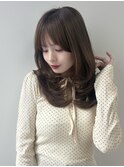 韓国ヘア/前髪カット/レイヤーカット/ベージュ/ミディアム