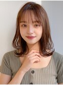 小顔 前髪 レイヤーカット 暗めカラー デザインカラー"