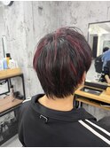 ハイライト×赤メッシュ