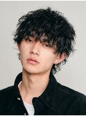 天神メンズパーマシャドウパーマシースルーマッシュウルフゆるめ