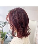 切りっぱなしボブ×ピンクベージュカラー